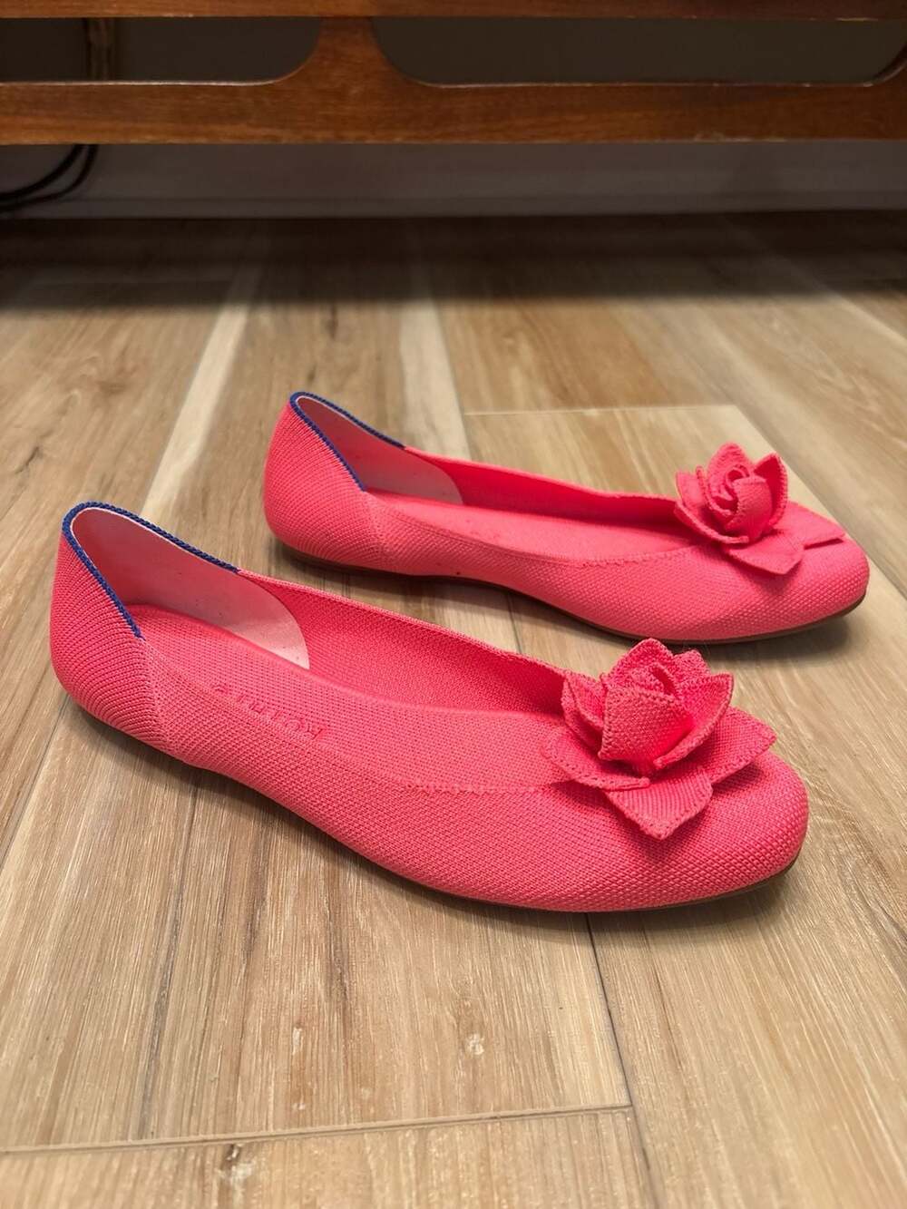 Rothy's The Petal Square Women's Pink Flats with Floral Detail